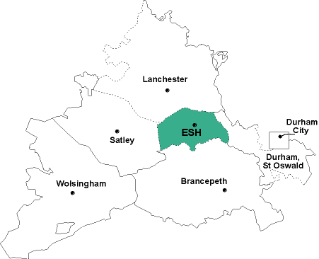 Map showing parishes adjacent to Esh St. Michael