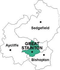 Map showing parishes adjacent to Great Stainton All Saints