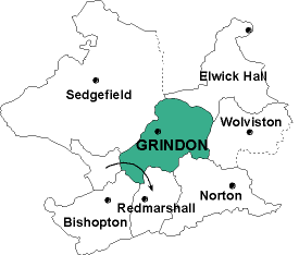 Map showing parishes adjacent to Grindon St. James the Greater