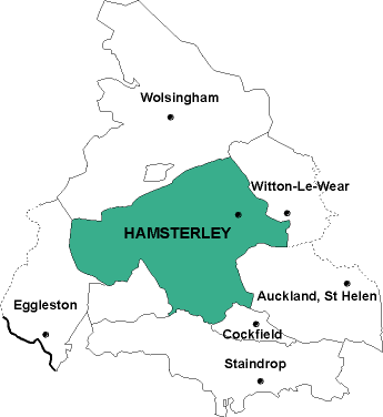 Map showing parishes adjacent to Hamsterley St. James