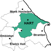 Map showing parishes adjacent to Hart St. Mary Magdalene