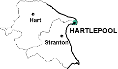 Map showing parishes adjacent to Hartlepool St. Hilda