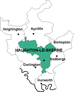 Map showing parishes adjacent to Haughton-le-Skerne St. Andrew