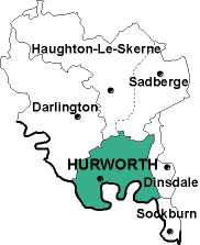 Map showing parishes adjacent to Hurworth All Saints