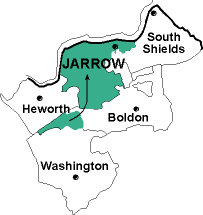 Map showing parishes adjacent to Jarrow St. Paul