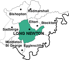 Map showing parishes adjacent to Long Newton St. Mary