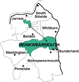 Map showing parishes adjacent to Roker St. Aidan