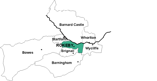 Map showing parishes adjacent to Rokeby St. Mary