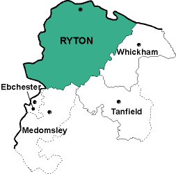 Map showing parishes adjacent to Ryton Holy Cross