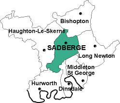 Map showing parishes adjacent to Sadberge St. Andrew