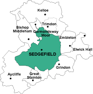 Map showing parishes adjacent to Sedgefield St. Edmund the Bishop