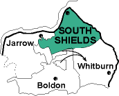 Map showing parishes adjacent to South Shields St. Simon