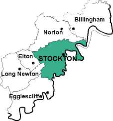 Map showing parishes adjacent to Stockton St. Thomas