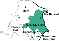 Map showing parishes adjacent to Stranton All Saints