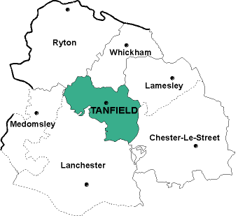 Map showing parishes adjacent to Tanfield St. Margaret