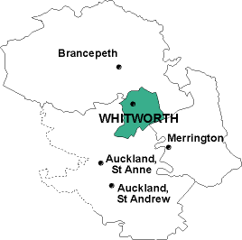 Map showing parishes adjacent to Whitworth