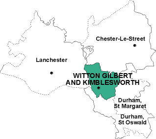 Map showing parishes adjacent to Witton Gilbert St. Michael and All Angels