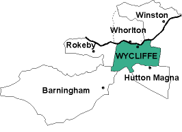 Map showing parishes adjacent to Wycliffe St. Mary