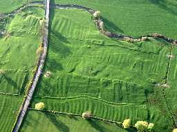 Aerial view of the earthwork remains of South Middleton deserted medieval village. Photo © Tim Gates.