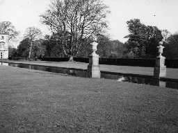 Canal with basin and statue at Blagdon Hall. Photo Northumberland County Council, 1956.