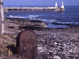 A harbour marker at Amble.