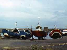Boats at Craster Harbour. 
Photo by Harry Rowland, 1983.