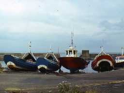 Boats at Craster Harbour. 
Photo by Harry Rowland, 1983.