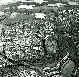 Morpeth town from the air. Copyright Tim Gates, 2003.