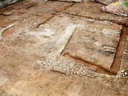 Excavated plan of medieval church, Bondington. Photo by The Archaeological Practice, 1998.