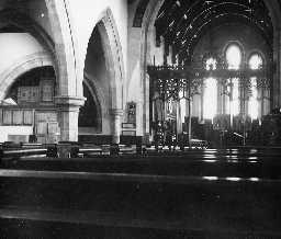 Interior of All Saints Church, Rothbury. Photo Northumberland County Council, 1958.
