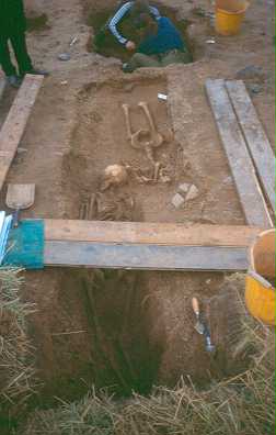 Excavations at the early medieval cemetery in Bamburgh. Photo Northumberland County Council.