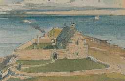 Reconstruction of St Ebba's Chapel, Beadnell. Drawn by Terry Ball.