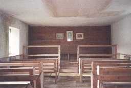 The interior of Coanwood Friends' Meeting House after repair works in 2001. Photo by Northumberland County Council.