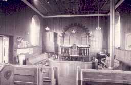 The interior of Whiteley Shield Chapel showing the well-preserved fittings and furniture. Photo by Peter Ryder.