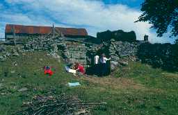 A gateway at High Rochester Roman fort being surveyed by Newcastle University students in 1993. 
Photo by Northumberland County Council.
