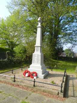 Back and right side of War Memorial Cross, Church Lane, Hunwick 2016