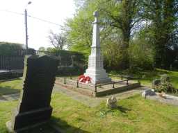 Long shot of back and right side of War Memorial Cross, Church Lane, Hunwick 2016