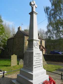 Close up of front and left of War Memorial Cross, Church Lane, Hunwick 2016