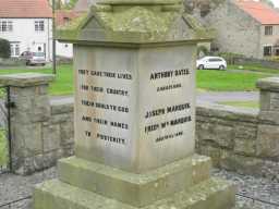 Inscription on Hamsterley War Memorial 2016