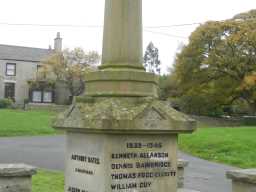 Close up photograph of names on Hamsterley War Memorial 2016