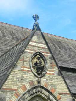 Carving above the front door of the Church of St. Barnabas 2016