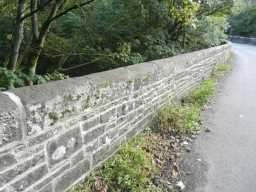 close up photograph of wall beside road by Lune Bridge 2016