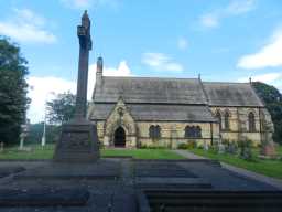 Photograph of church and side of Lambton Memorial Cross 2016