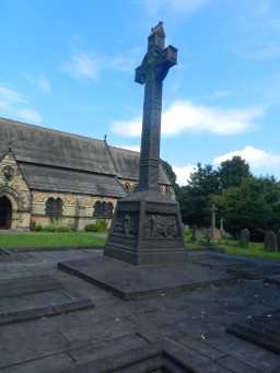 Photograph of Lambton Memorial Cross and church 2016
