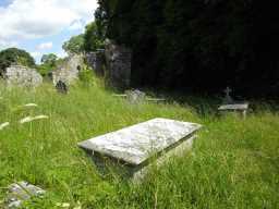 Photograph of Hanby and Sutton chest tombs 10 metres south-west of old church of St. Mary 2016