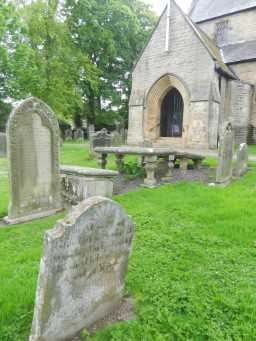 Photograph of Parkin tombs and Church of St. Mary 2016