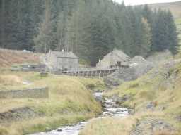 Photograph of river and Park level Mine Shop, Killhope 2016