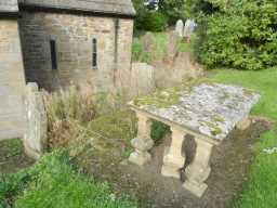 Photograph of two tombs beside Church of St Ebba 2016