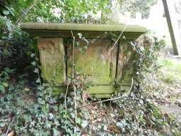 Close up photograph of side of Leyburn Tomb, Church of St. Ebba 2016