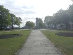 War Memorial Cenotaph, view from distance, Town Centre, Crook 2016